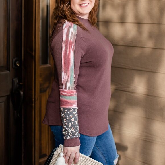 Ombre Stripes and Leopard Top - Picture 2 of 3